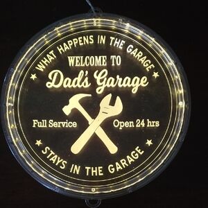 Dad's Garage Lighted Sign - Yellow Text